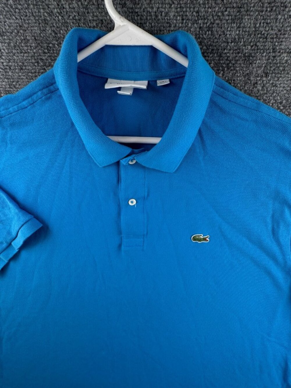 Lacoste Short Sleeve Polo Shirt Blue Size 4XL Classic Fit Mesh Croc Logo Adult